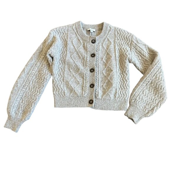 Topshop Thick Woven Button-Down Cardigan Sweater Stretch Knit Size Small Women's - Picture 1 of 11